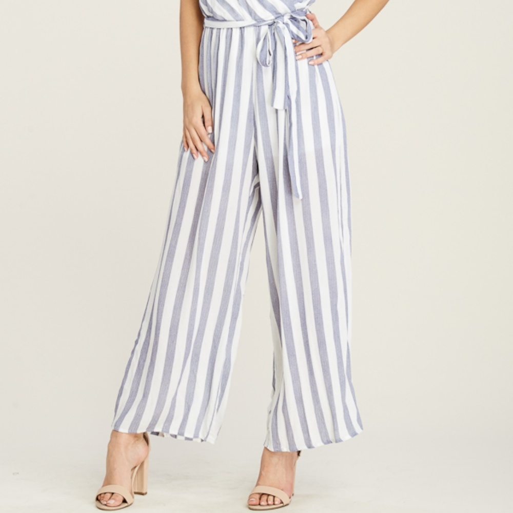 π Devon Blue + White Striped Jumpsuit - Picture 6 of 6